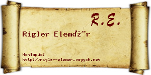 Rigler Elemér névjegykártya