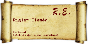 Rigler Elemér névjegykártya